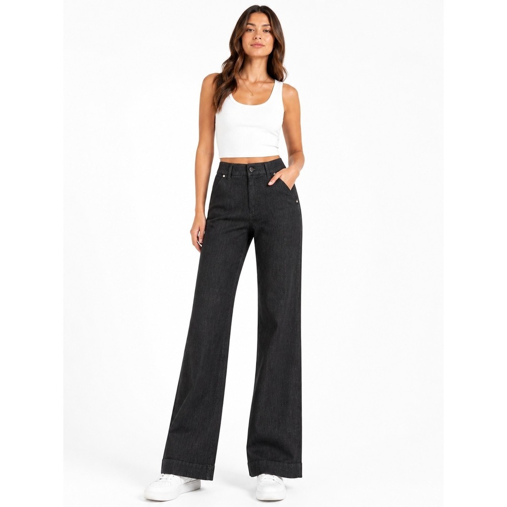 Chicos Trouser Jeans Black Womens Size 0 Barrel Workwear Office Casual